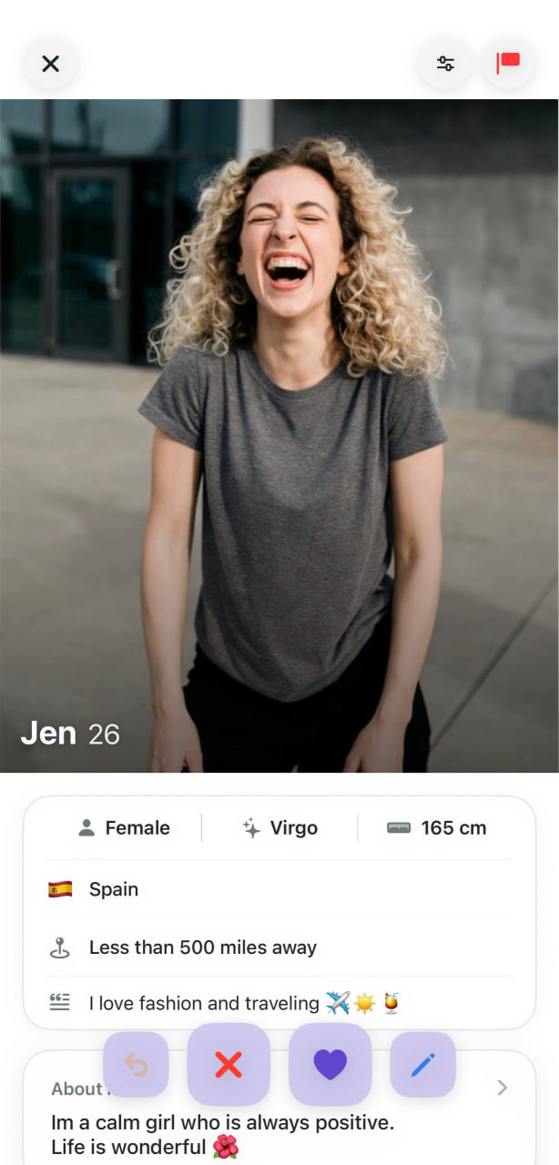A member profile in Zoom In International mode